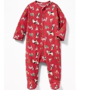 Baby Footed Pajama Christmas Holiday Dogs